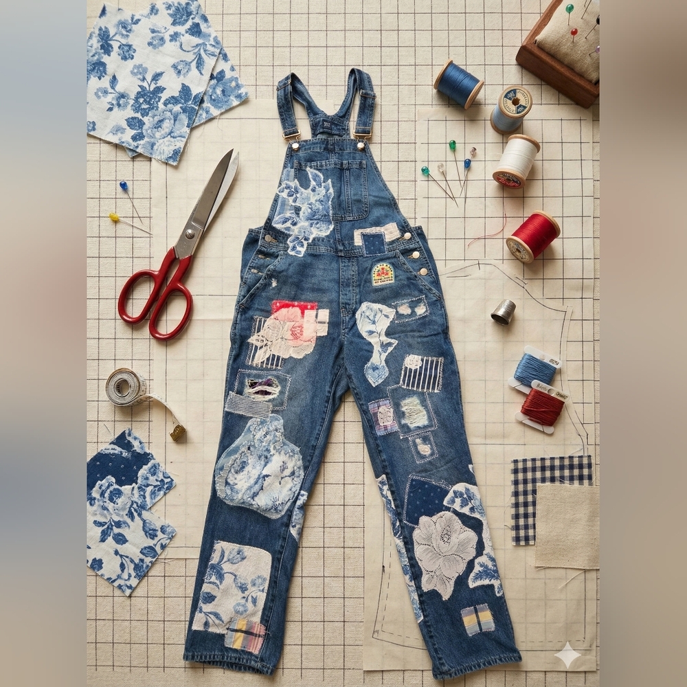 Custom And Hand Crafted Upcycled Patchwork Overal… - image 3